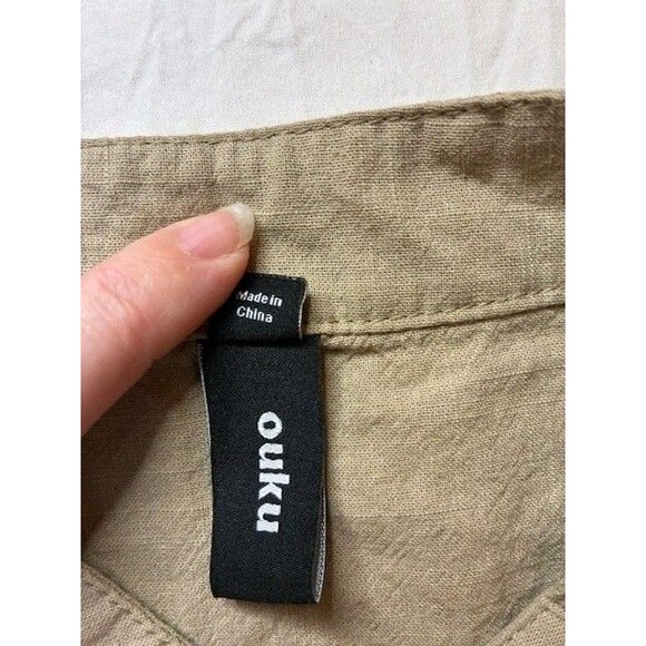 OUKU Mens Shirt Size X Large Mandarin Collar Short Sleeve Button Up - Picture 3 of 4